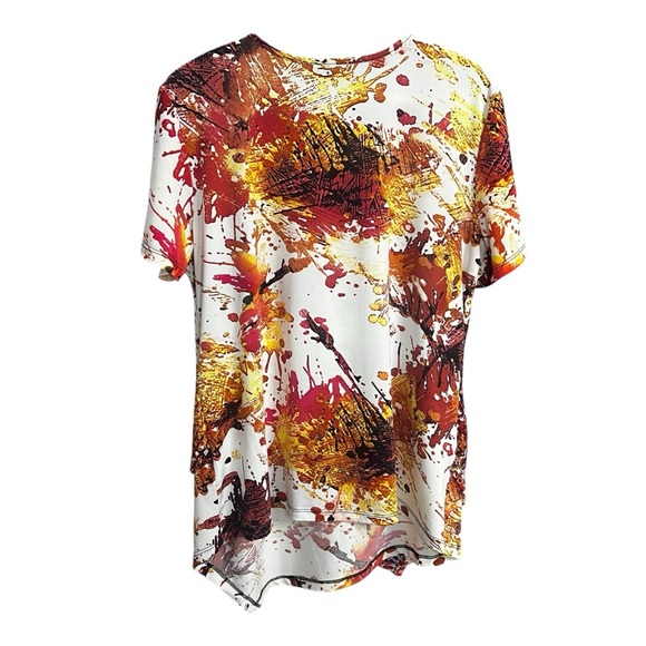 !SOLD! BROCHURE Multi Colour Shirt Short Sleeve Blouse Orange Net Lining - Picture 2 of 8